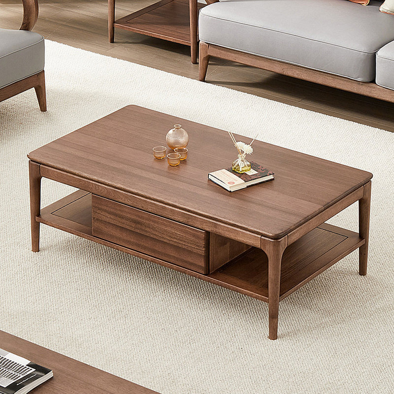 Modern minimalist solid wood storage coffee table