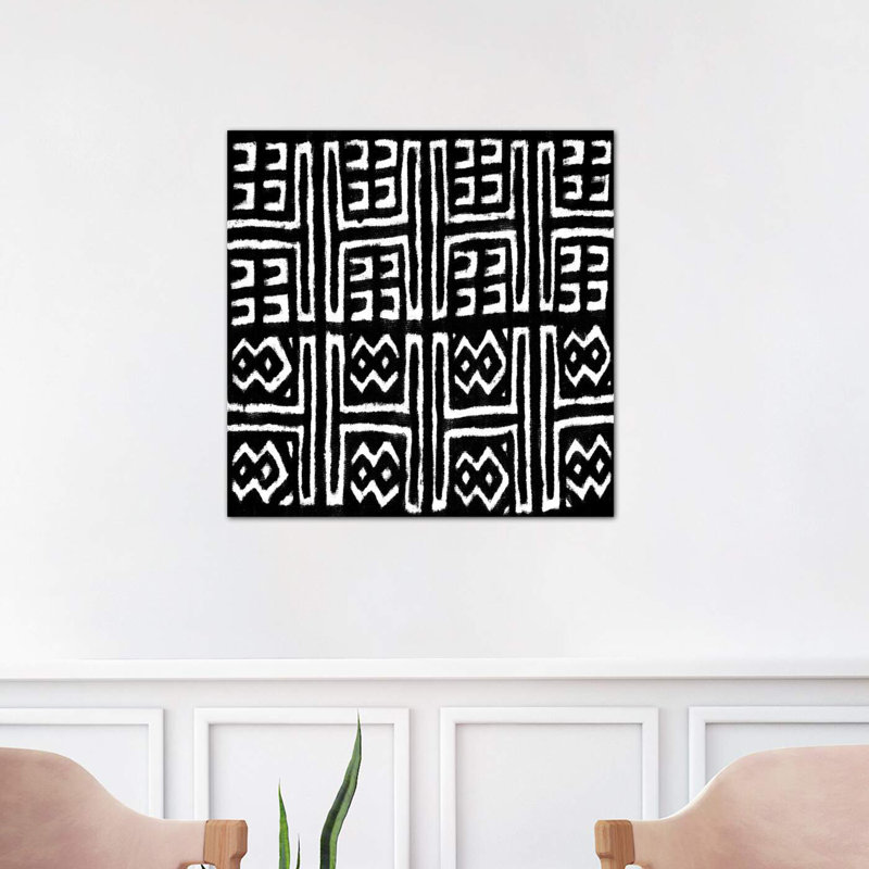 Mudcloth Black Geometric Design VII by Ellie Roberts - Wrapped Canvas Print, 66.04 cm H x 66.04 cm W x 3.175 cm D