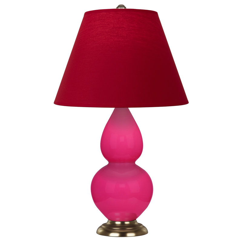 Petite lampe d'appoint à double gourde, Rose Razzle / laiton naturel antique, Bleu marine/gris