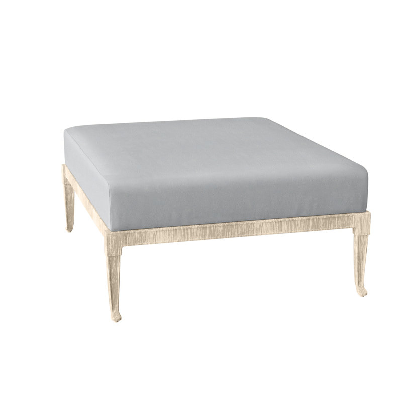 Wiltshire Outdoor Ottoman, Weathered White, Canvas Navy Sunbrella® Canvas