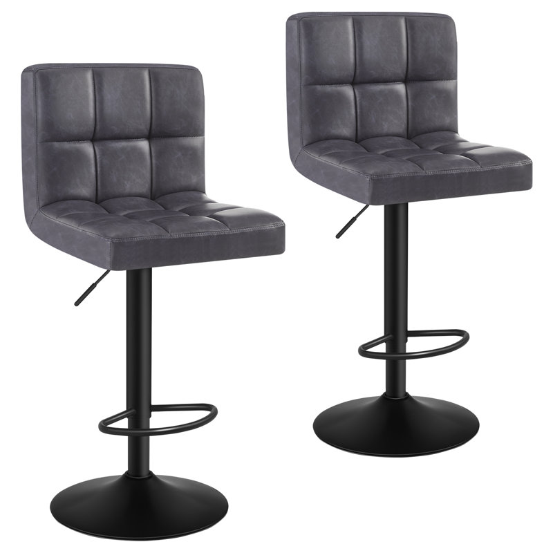 Deristin Swivel Upholstered Adjustable Height Counter Stool with Metal Frame, Anthracite