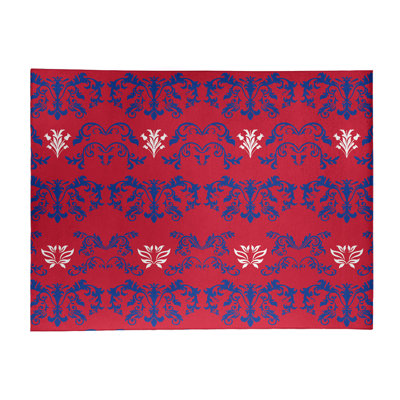 Tapis rouge / bleu marine Damask