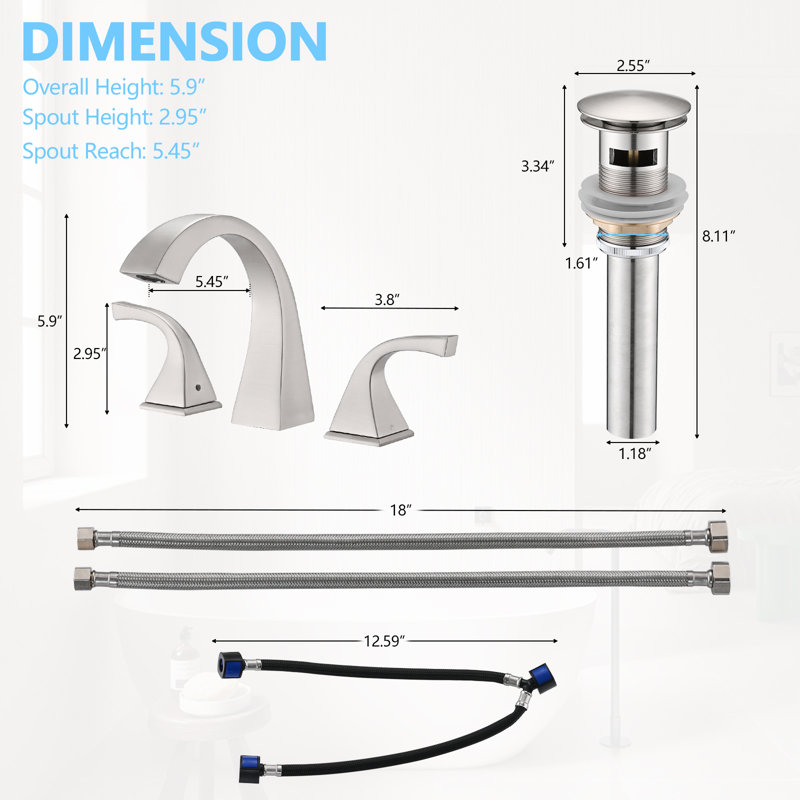 Widespread 2-handle Bathroom Faucet With Drain Assembly, Brushed Nickel