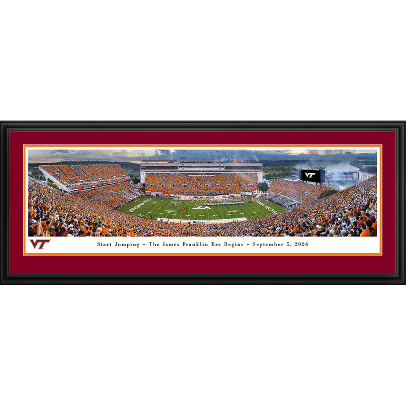 Ballon de football américain Virginia Tech - Tapis double, cadre de luxe, Encadré avec passe-partout double