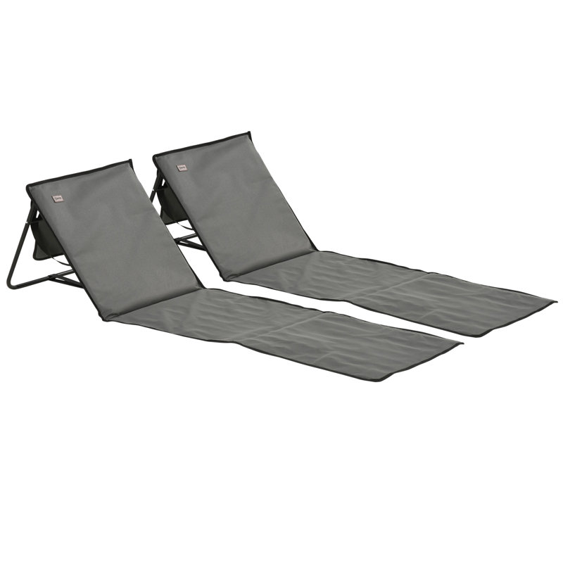 Portingale 142cm Long Reclining Chaise Lounge Set, Grey/Brown/Blue