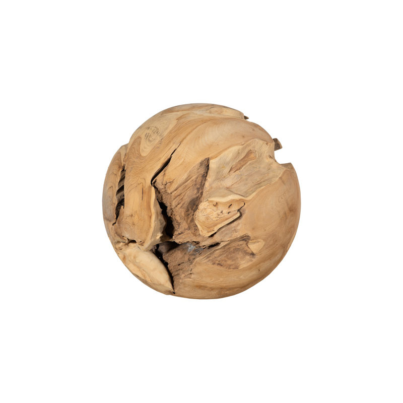 Teak Wood Ball Large Sculpture, 23" H x 23" W x 23" D, Bleached
