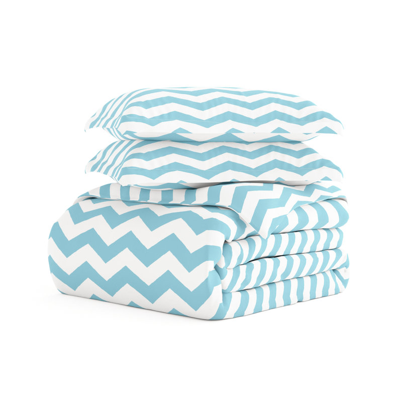 Turquoise Geometric Microfiber Twin/Twin XL Duvet Cover Set