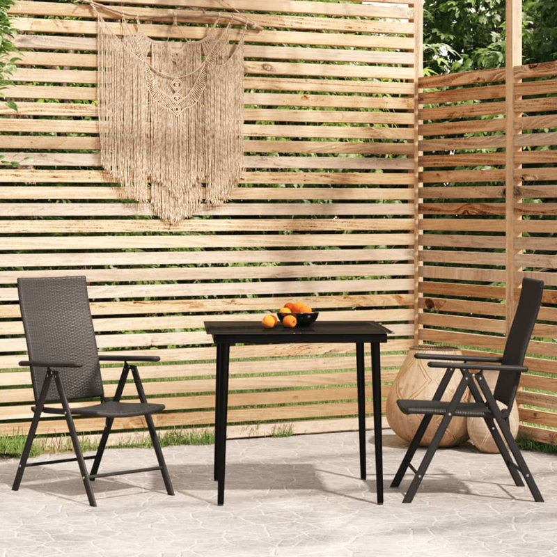 Gefferie 2 - Person Patio Dining Set with Square Table, Black