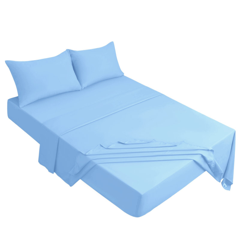 Meliah Microfibre Brushed Fitted Bed Sheet, Super King (6'), Sky Blue