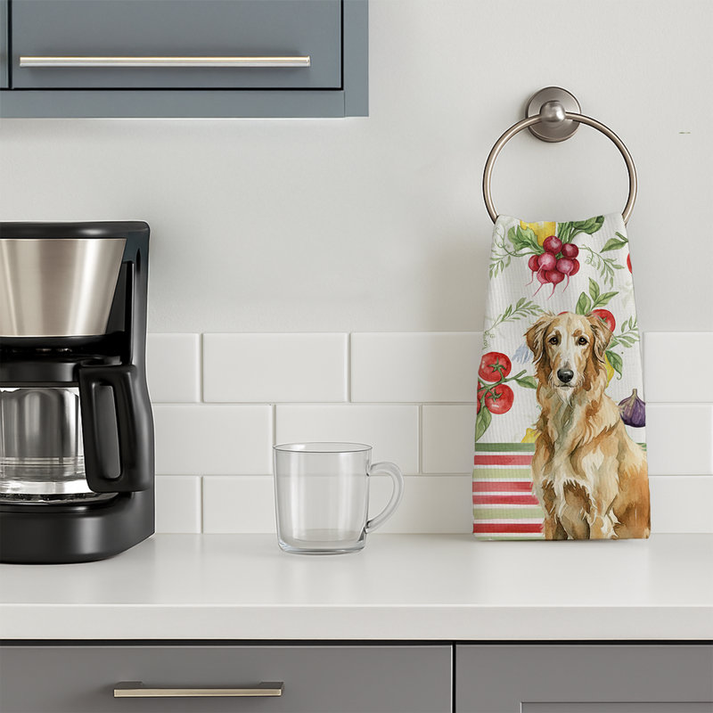 Wheaten Scottish Deerhound Vegetables Kitchen Towel, Wheaten Scottish Deerhound