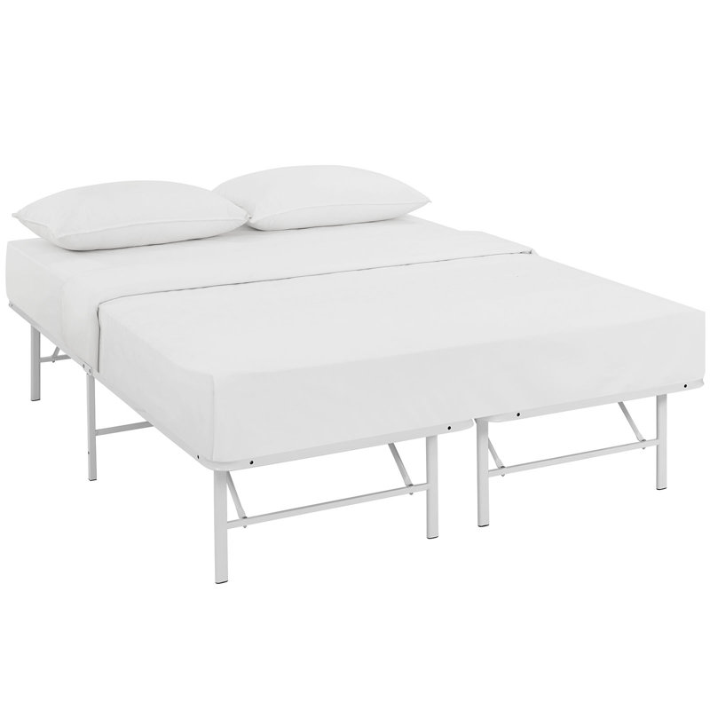 Modway Horizon Stainless Steel Bed Frame, White, Queen