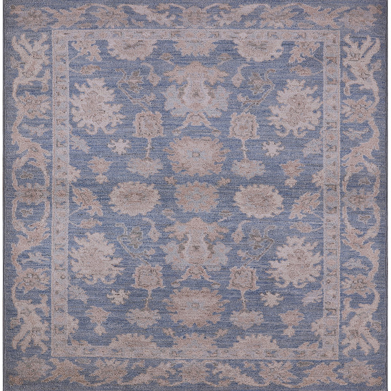 Tapis oriental bleu Chaput, Carré 6 pi