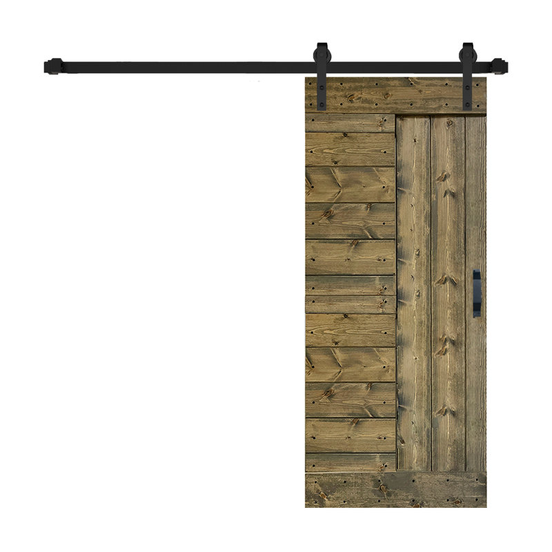 Aged Barrel Matte Black Solid Wood Sliding Barn Door Kit
