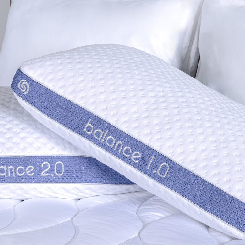 Balance 1.0 White and Blue Medium Hybrid Pillow