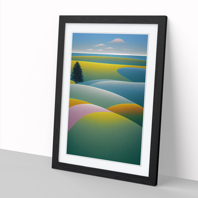 Spring Landscape Serene Vol.2 - Single Picture Frame Print, 64cm H x 46cm W x 2cm D, Black