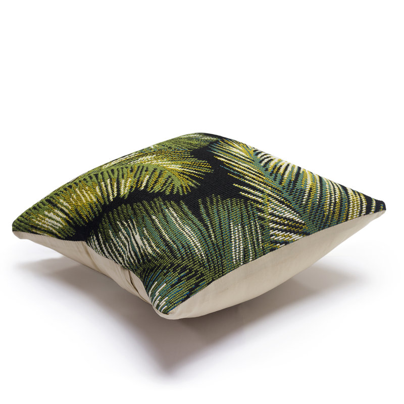 Liora Manne Marina Palm Border Indoor/Outdoor Pillow, Black/Green