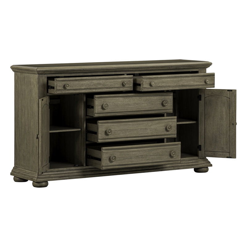 Commode 2 portes 5 tiroirs Alvy, Tan