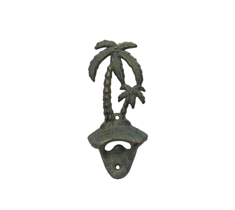 Ouvre-bouteille en métal Orlovista Palm Tree, Bronze avec vert-de-gris rustique