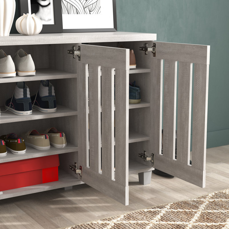 Armoire de rangement pour chaussures 16 paires Baron, Chêne gris cendré