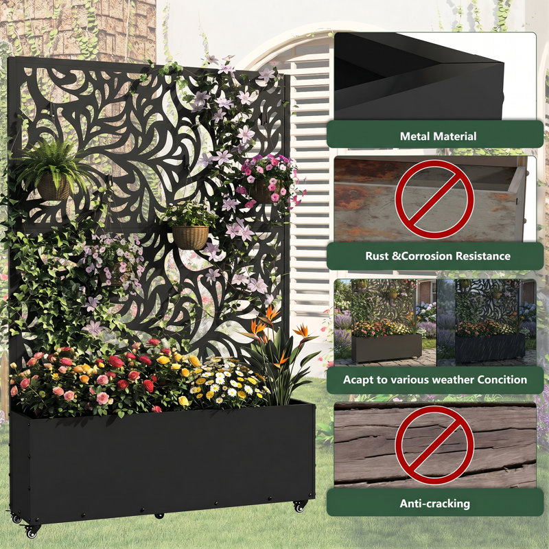 Metal Planter Box with Trellis 