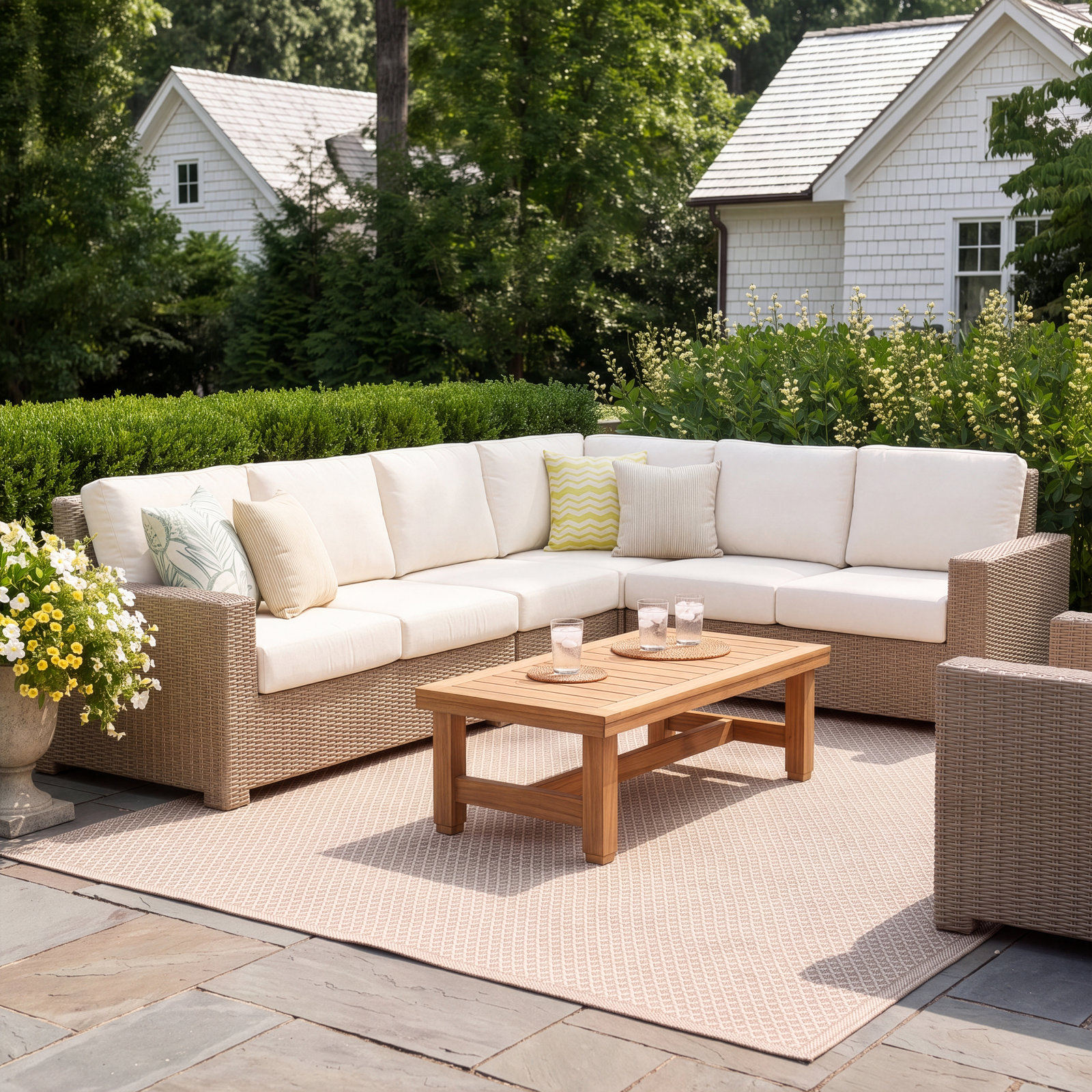 Henri 116" Sunbrella® Patio Sectional Set, Sunbrella Tranquil Sage