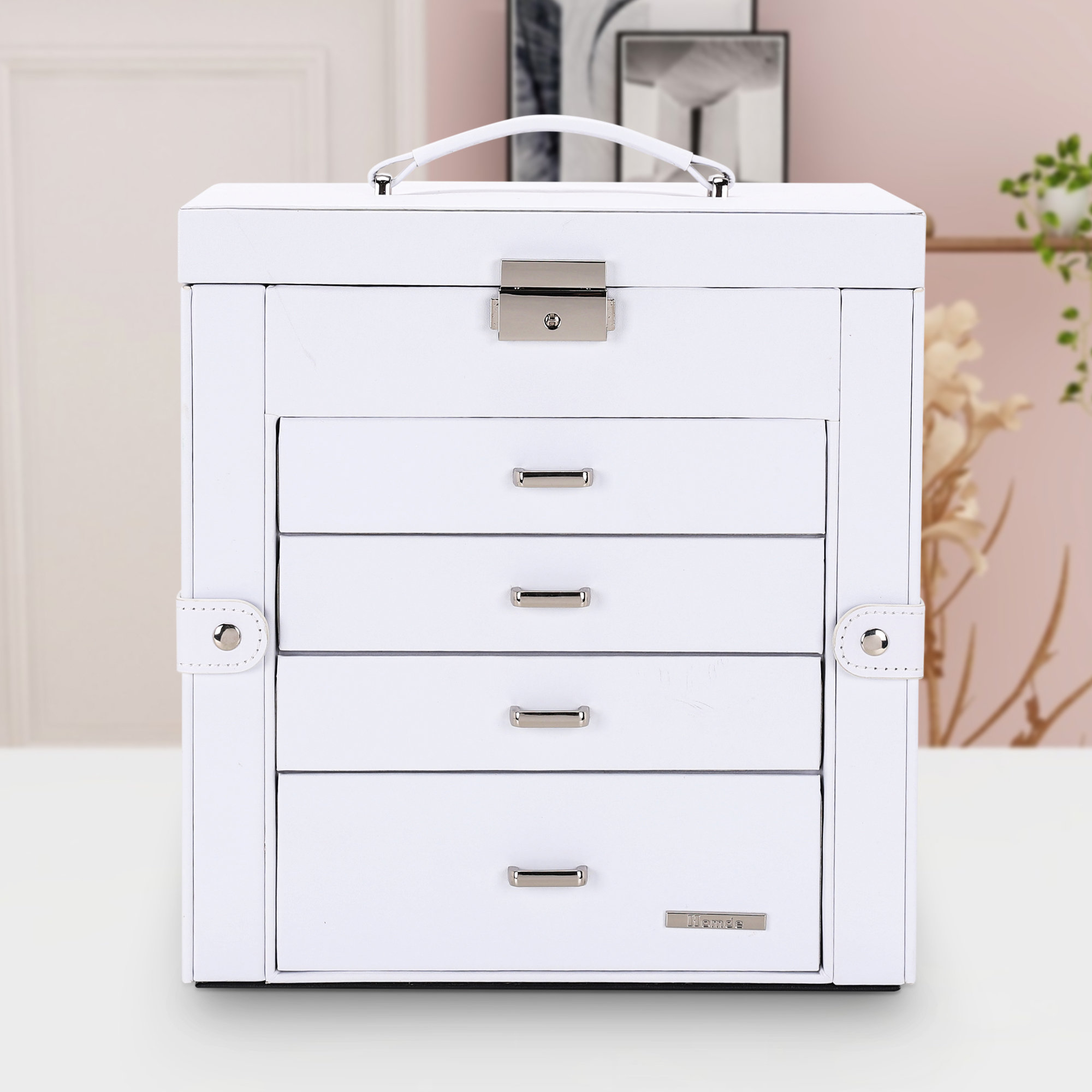 Homde Huge Synthetic Leather Lockable Jewelry Box & Reviews Wayfair
