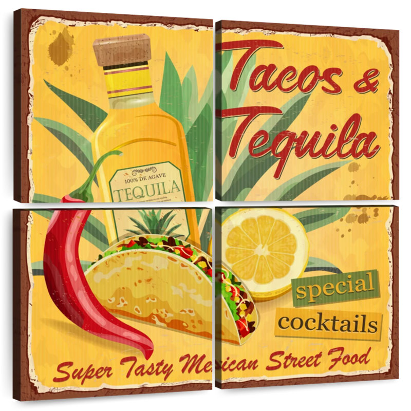 Tacos et tequila, H 18 po x l 18 po