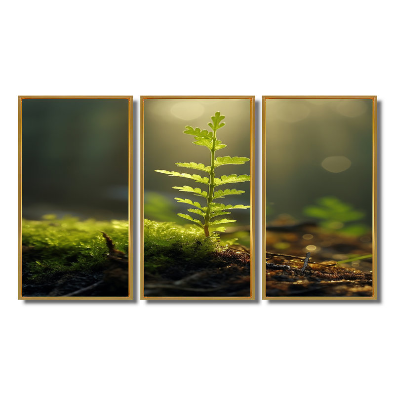 Cass - Leaves Wall Art Set, Gold Floater Framed, 40" H x 60" W x 1" D