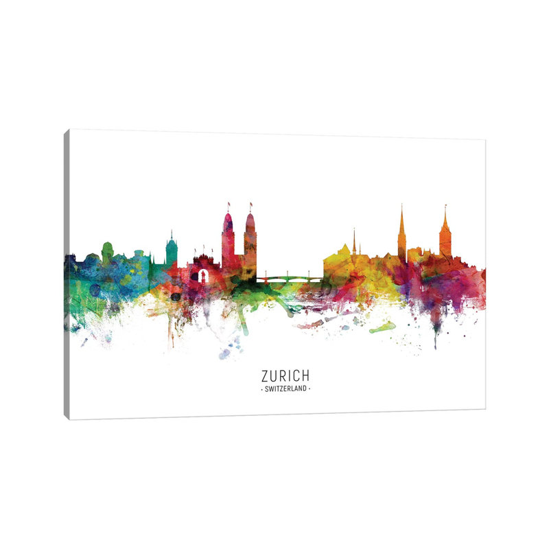 «Zurich Suisse Skyline» par Michael Tompsett, impression sur toile tendue, H 18 po x l 26 po x P 1,5 po
