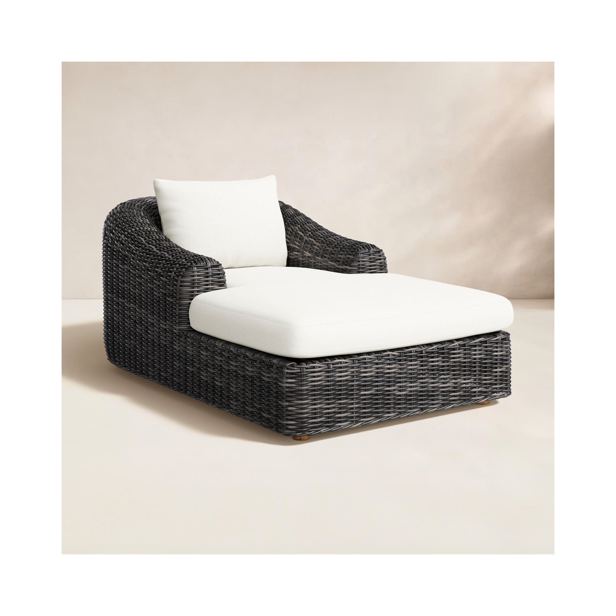 Roshina 45.75'' Outdoor Teak Chaise Lounge, Chunky Charcoal