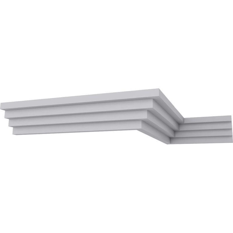 Ekena Millwork 4-1/4 in. x 4-1/4 in. x 94-1/2 in. Polyurethane Eris Step Crown Moulding
