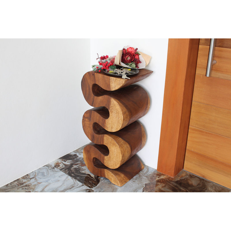 Raechell Solid Wood End Table, 30"H x 12"W x 14"D, Brown Wood