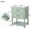 Meuble-lavabo de 24 po avec lavabo en céramique, design rétro élégant en forme de vague, deux tiroirs à fermeture en douceur et tablette ouverte-129184586