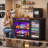 Snack Bar Cabinet with Fridge Space, 70.1" Snack Organizer with Storage and Candy Display Shelf, Coffee Station for Home Theater or Game Room with LED Lights, Black-1220938728