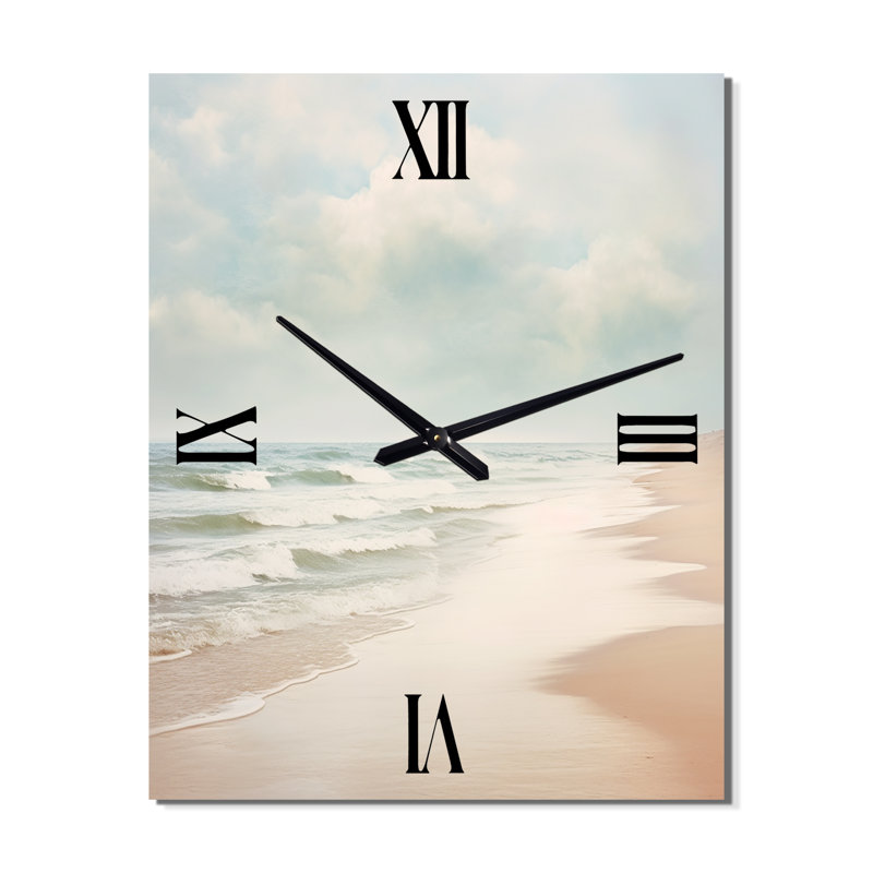 Minimalisme plage paysage VI - horloge murale nautique et plage surdimensionnée, Médium