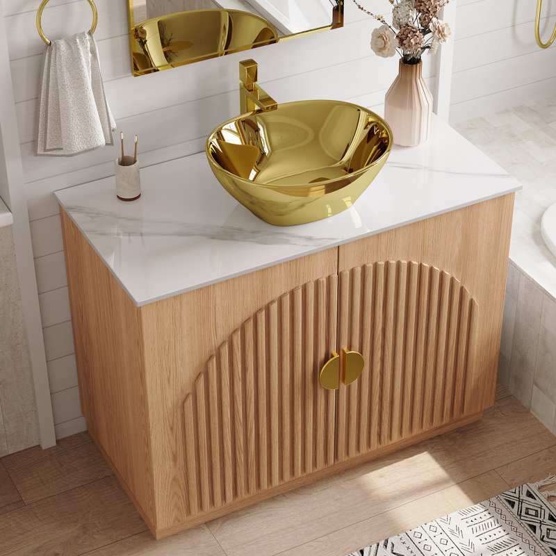 36" Single Bathroom Vanity With Stone Countertop And Sink