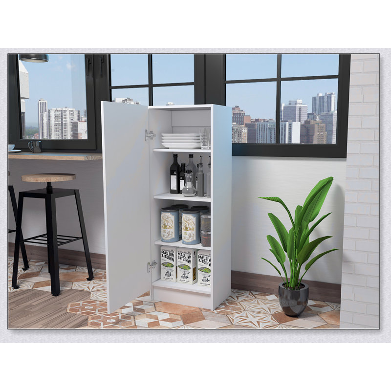 Armoire de rangement à porte simple avec quatre tablettes intérieures Belleria - Blanc