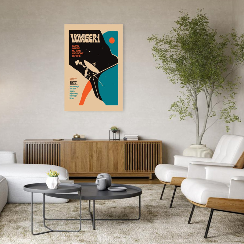 «Voyager 1 Cosmic Journey», abstrait, rétro, architecture vintage, impression d'art mural, H 48 po x l 32 po