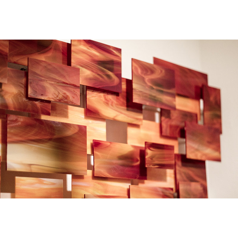 Sunset Handmade Glam Abstract Wall Decor, 36" H x 58" W x 4" D