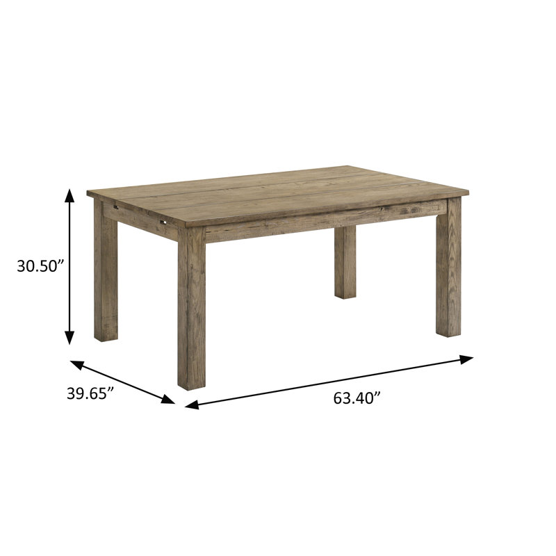 63.4" W Rustic Extension Dining Table, Brown