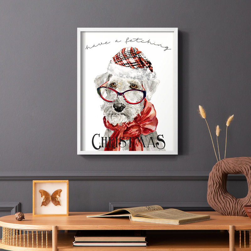 «Have a Fetching Christmas», reproduction encadrée - bois massif, Blanc, H 10 po x l 8 po