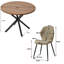Modern Simple Round Solid Wood Dining Table Set - Set Of 4 Diamond Pattern Velvet Dining Chairs - Metal Legs - For Living Room/Bedroom-1686694141-1685596120