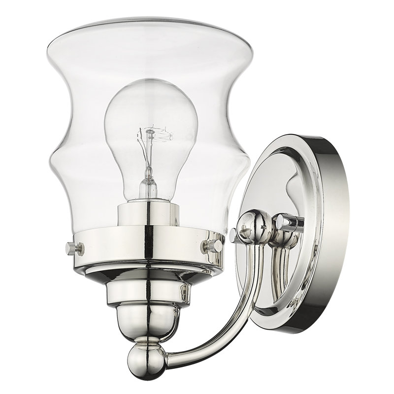 Meuble-lavabo à 1 lumière en nickel poli 5,25 po avec verre transparent., Nickel poli