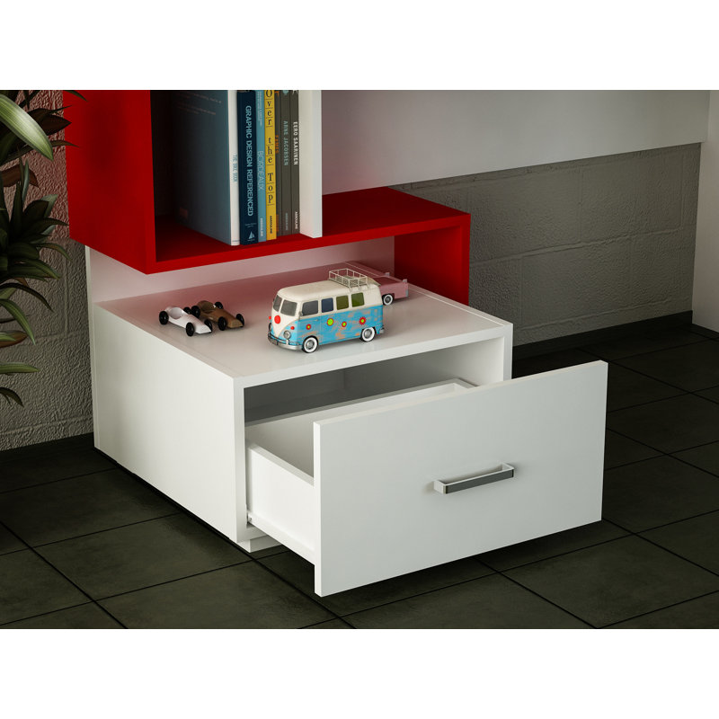 Lyall Computer Desk, White/Red