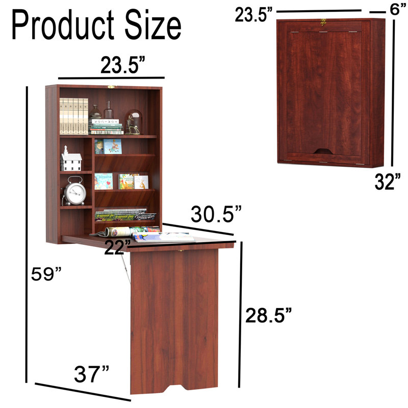 Bureau mural, bureau convertible escamotable