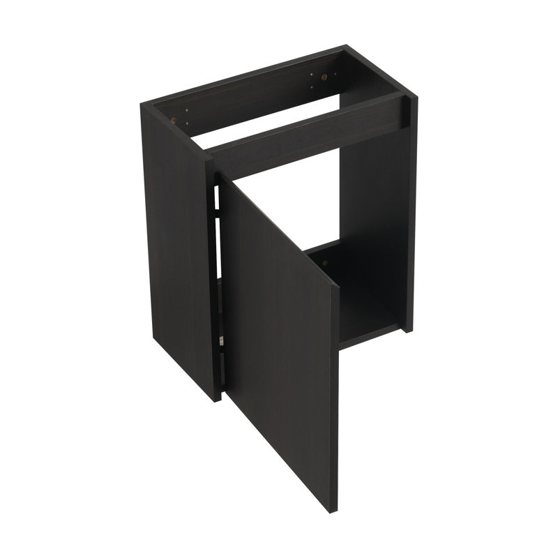 Meuble-lavabo de salle de bain 16 po pour petite salle de bain, céramique moderne noire et armoire, espace facile à nettoyer
