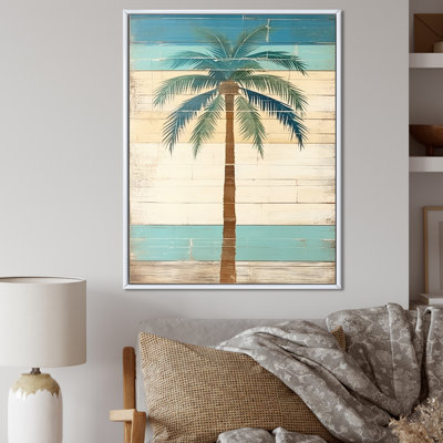 «Tropical Palm Tree In Faded Retro Colors I», art mural sur toile Meadow