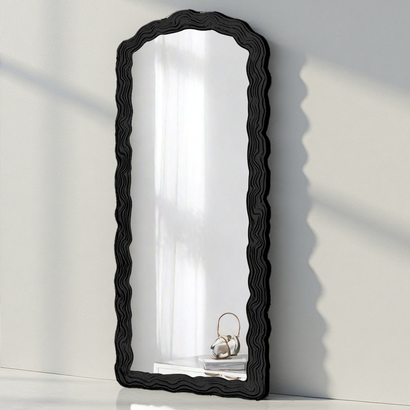 French-Style Cream-Effect High-Definition Full-Body Mirror, Black, 70.87" x 23.62"