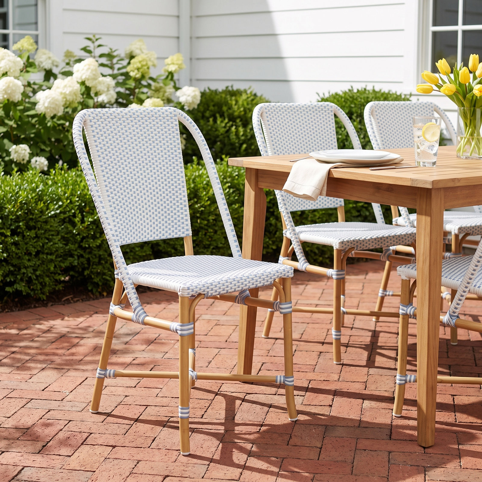 Ellie Patio Dining Chair, Blue/White