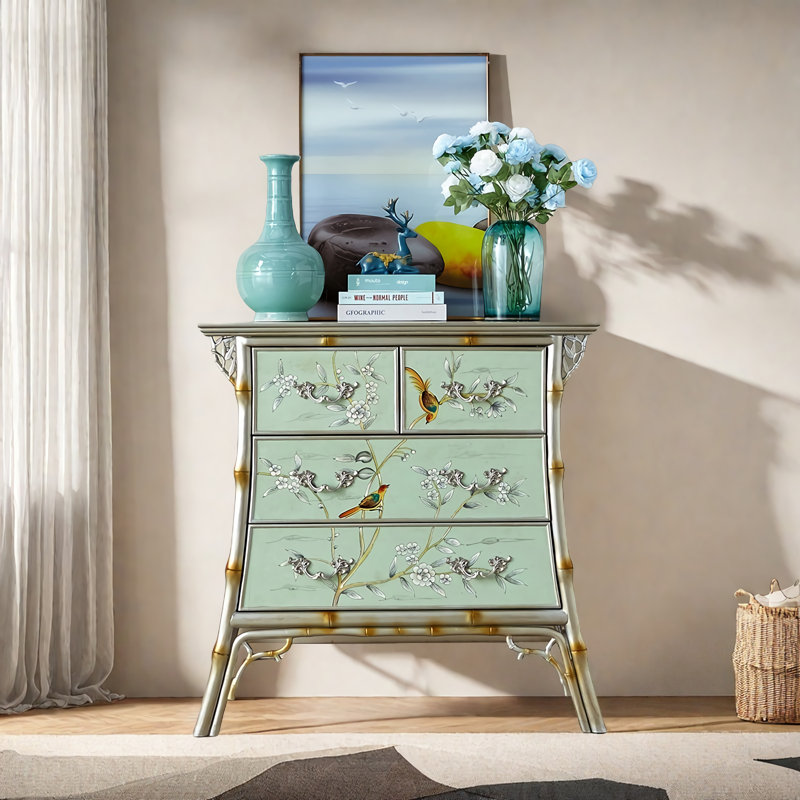 Unique Painting Solid Wood Accent Chest